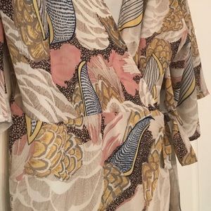 Kimono sleeve wrap / maxi print dress